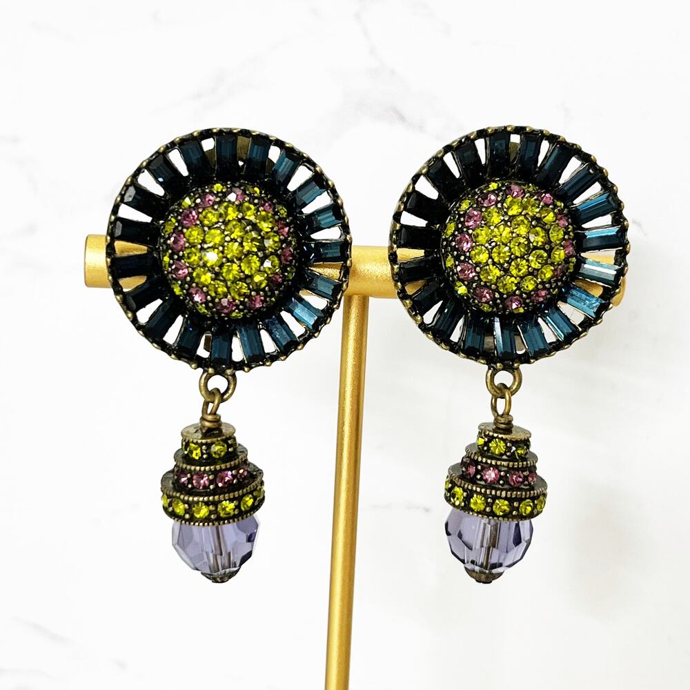 Heidi Daus Vintage Rare Art Deco Crystal Baguette Drop Earrings